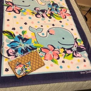 Vera Bradley Whale beach towel and clutch set
